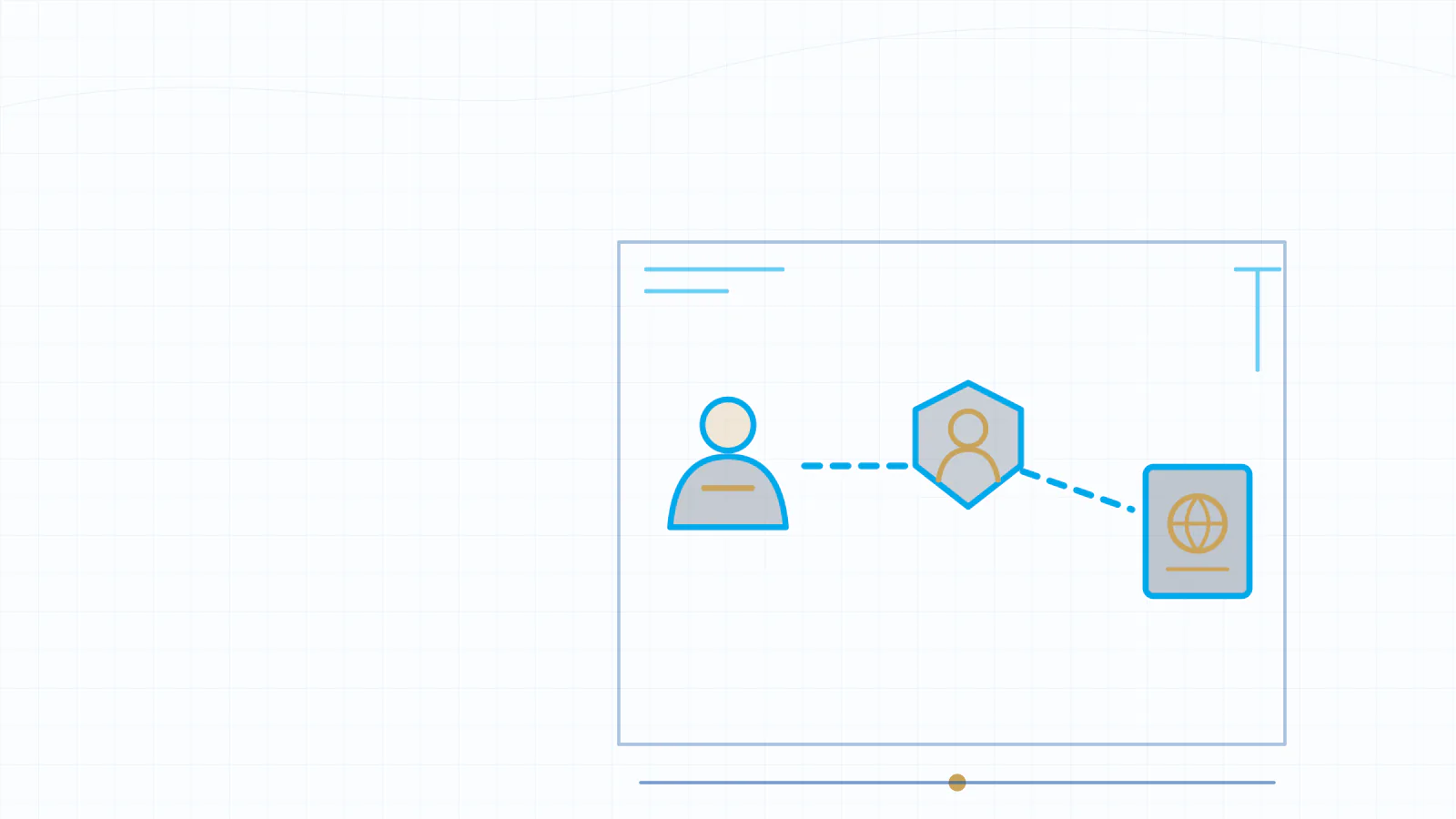 Blueprint illustration of a UAE freelancer connecting personal identity, permit and residency file.