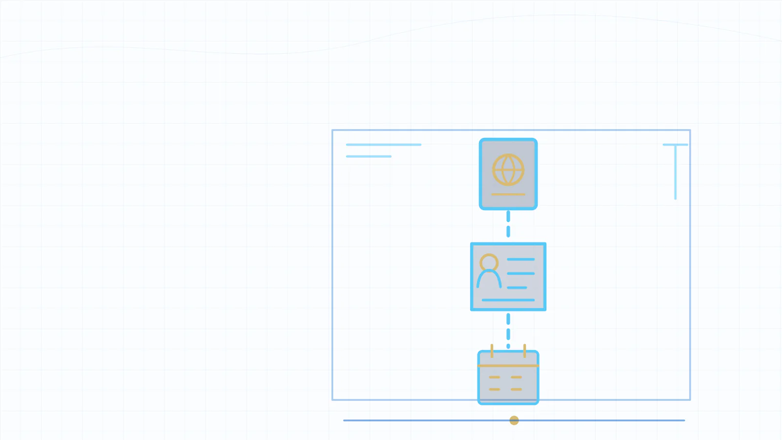 Blueprint illustration of UAE company visa administration connecting identity, registry and deadlines.