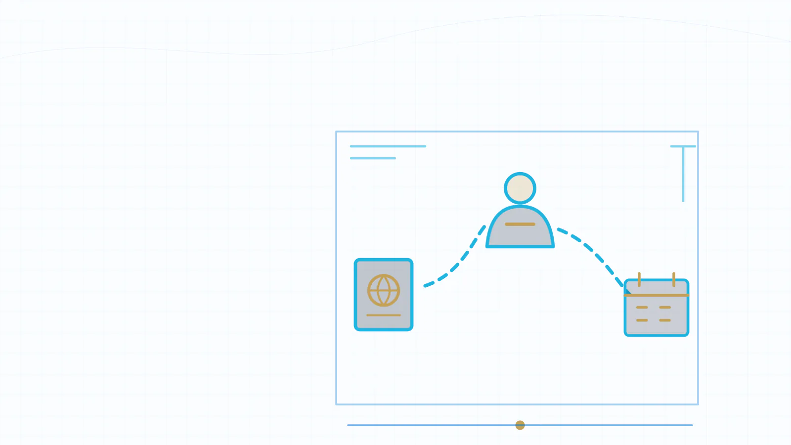 Blueprint illustration of UAE visa and employment updates connecting people, documents and dates.