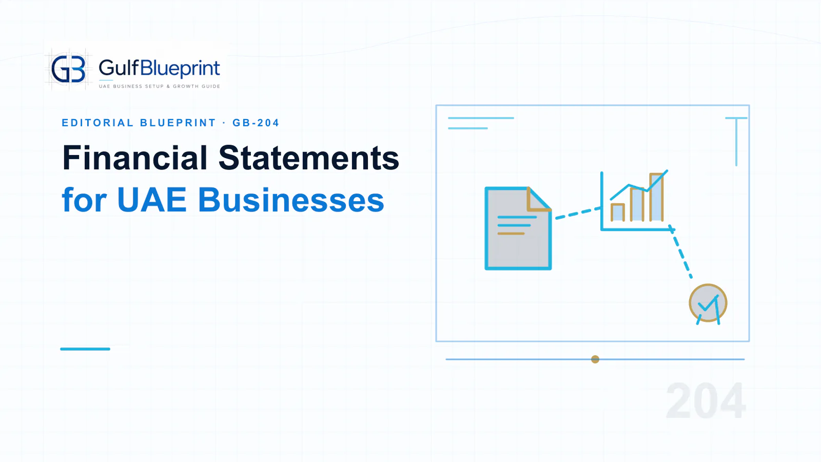 Blueprint illustration of UAE financial statements, reporting charts and formal approval.