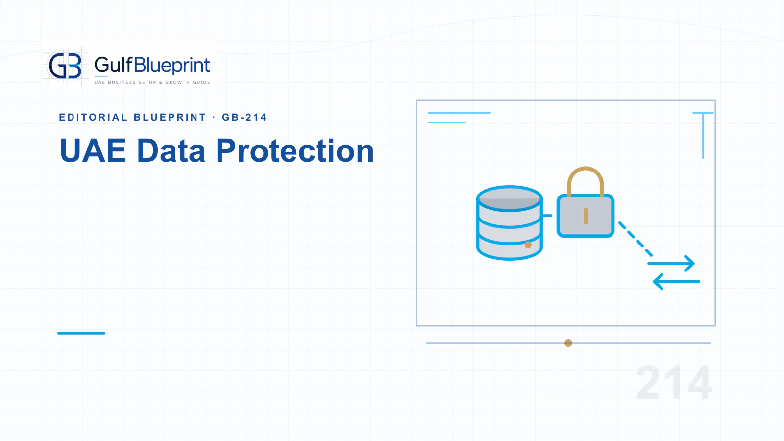 Blueprint illustration of UAE data protection with a locked database and controlled transfers.
