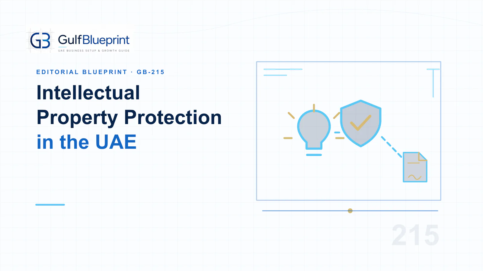 Blueprint illustration of UAE business intellectual property, ownership evidence and licensing.